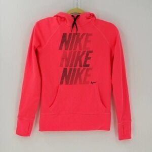 Nike Logo Therma-Fit Hot Pick Logo Pullover Hoodie Sweater Pink Size XS